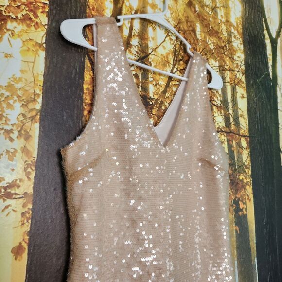 Women's Mini A-Line Dress A New Day Cream Sequin XS Dancing Club Wear - Picture 3 of 9